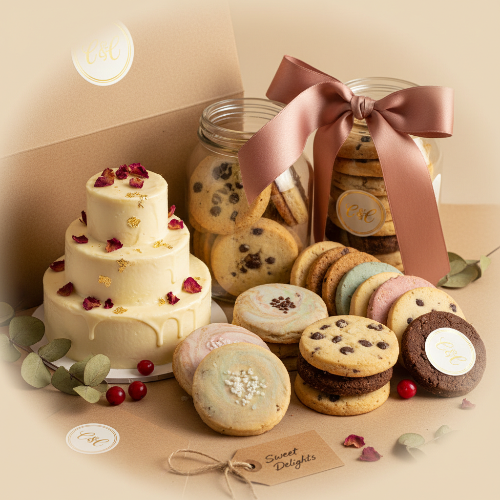 Cake and cookies close up detail shot