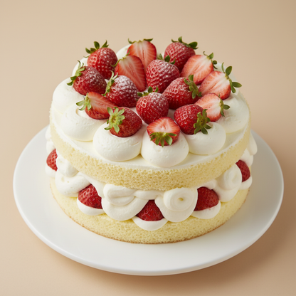 Strawberry Cream Cake - Top View