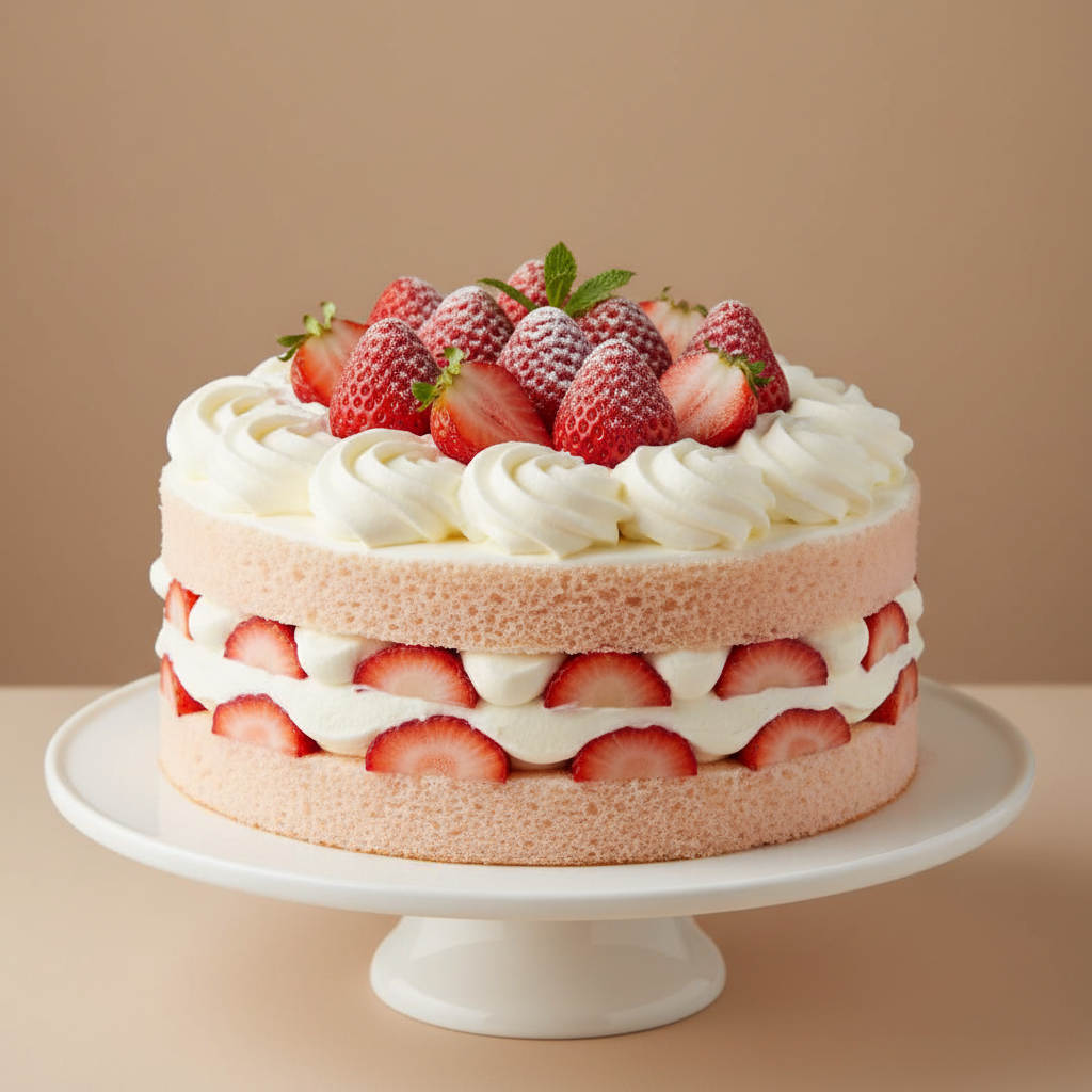 Strawberry Cream Cake - Side View