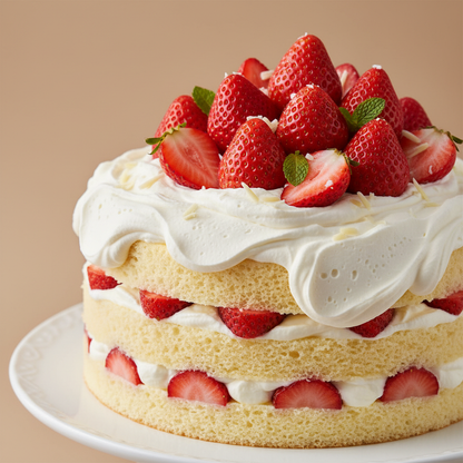 Strawberry Cream Cake - Close-Up View