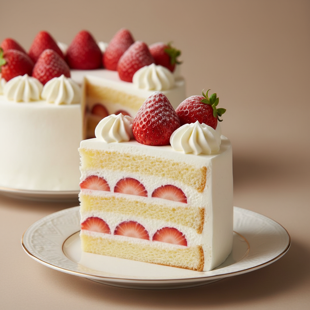Strawberry Cream Cake - Slice View