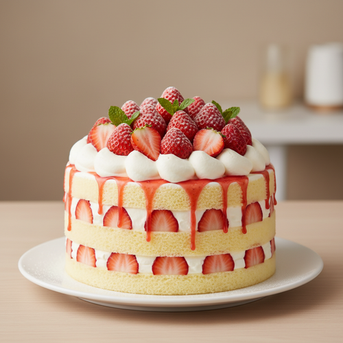 Strawberry Cream Cake - Front View
